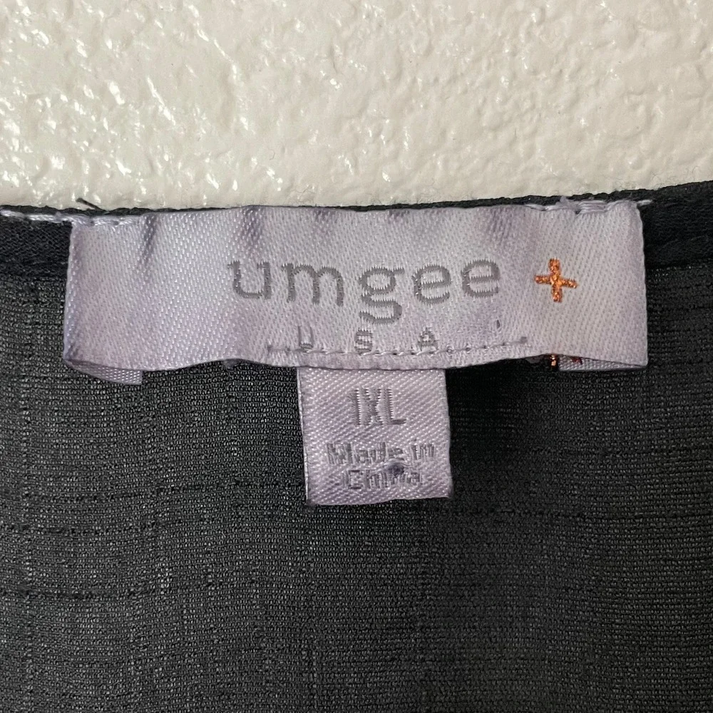 Umgee Top Womens 1XL Black Floral Embroidered Babydoll Blouse Boho Cottagecore - Picture 10 of 12